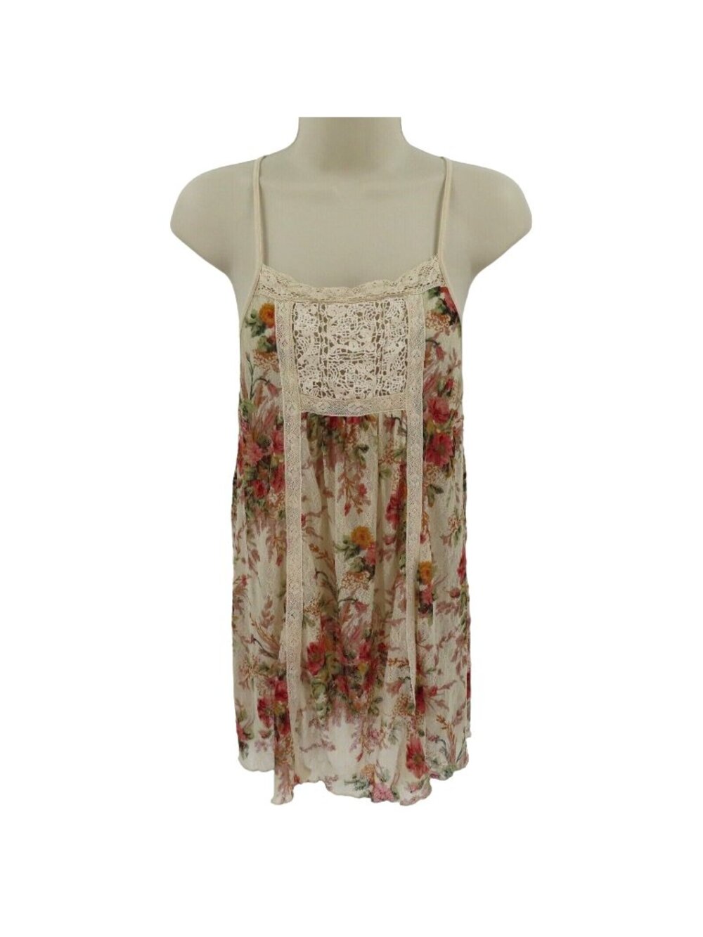 Denim & Supply Ralph Lauren Womens Small Sheer Lace Floral Flower Tank Top Shirt